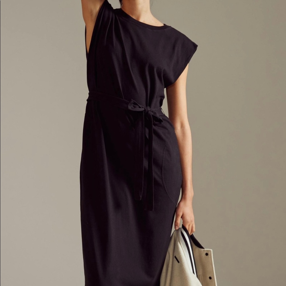 Black cotton midi dress by Velvet